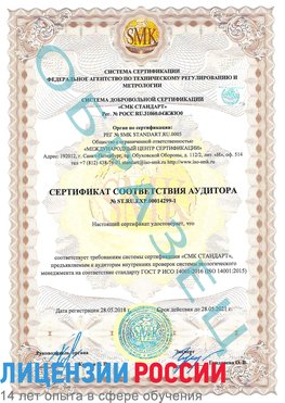Образец сертификата соответствия аудитора №ST.RU.EXP.00014299-1 Фрязино Сертификат ISO 14001